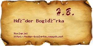 Héder Boglárka névjegykártya